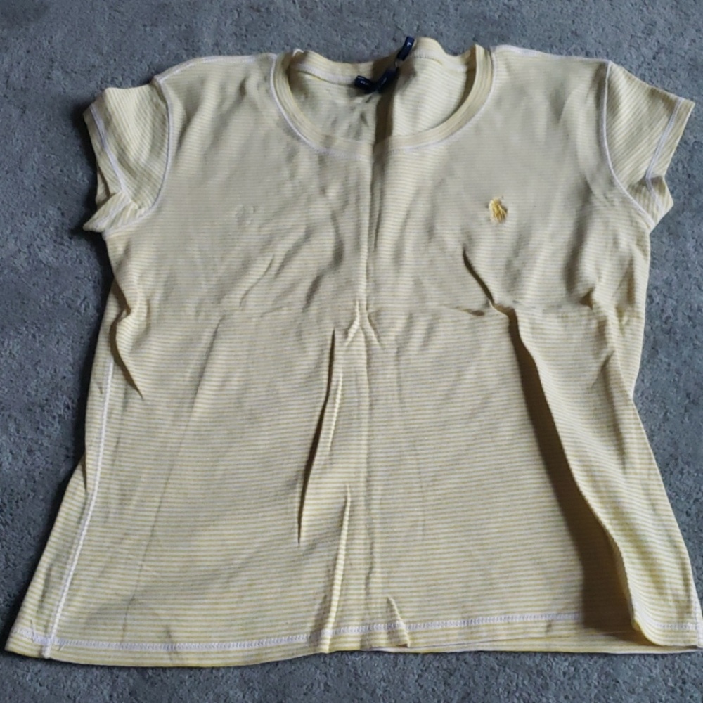 EUC Ralph Lauren Sport Sz L yellow stripe shirt